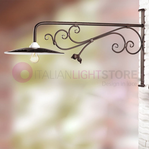 BORGHETTO Wall Lamp Outdoor Wrought Iron Rustic Country - Ceramiche Borso