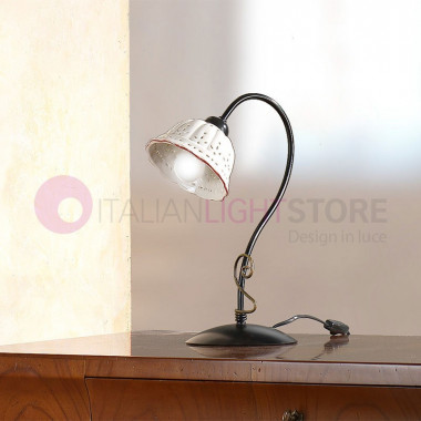 TAVERNELLE Table Lamp in Wrought Iron and Pottery Rustic Country - Ceramiche Borso