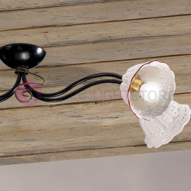 TAVERNELLE Plafond Lampe plafonnier en Fer Forgé et Céramique Rustique - Ceramiche Borso