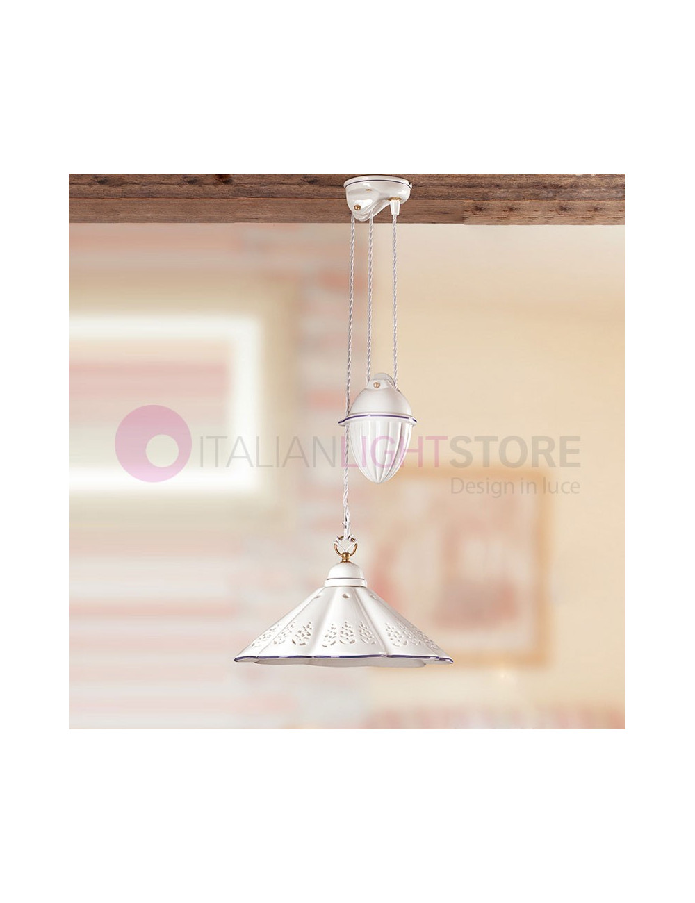 CALCINAIA pendulum Suspension d. 39 Ceramic Rustic Country - Ceramiche Borso