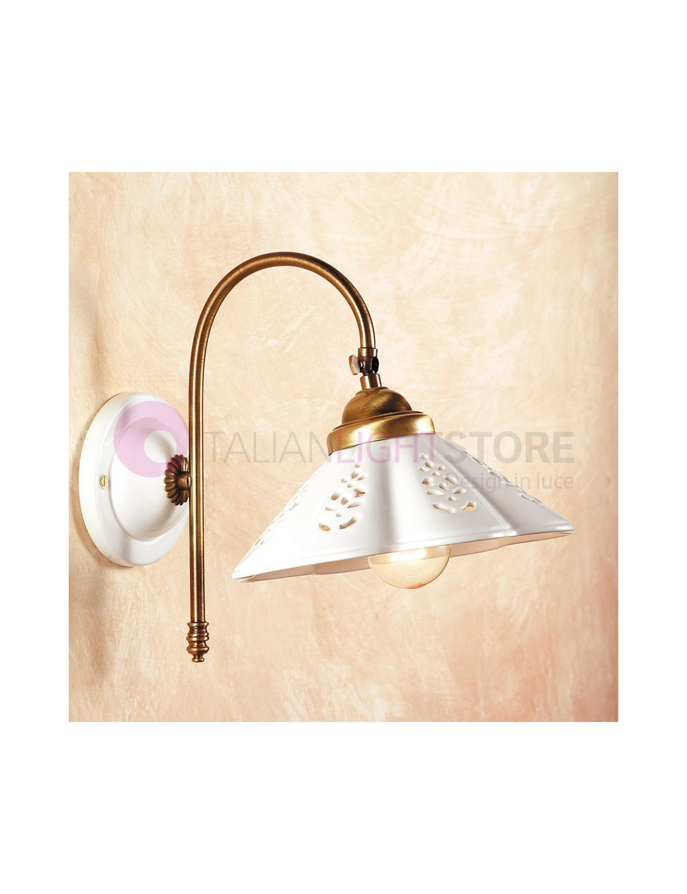 CALCINAIA Lampada a Parete Applique Ceramica e Ottone Stile Rustico Country - Ceramiche Borso