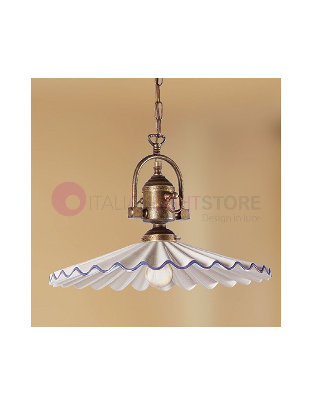 CASCINA Suspension Ceramic Brass d. 43 Rustic Country - Ceramiche Borso