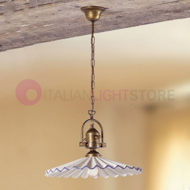 CASCINA Lamp Ceramic Brass with adjustable chain - Ceramiche Borso
