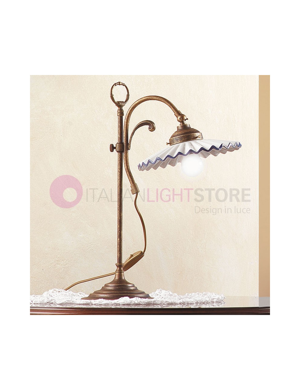 FARMHOUSE Table Lamp Ceramic and Brass Rustic-Style Country - Ceramiche Borso