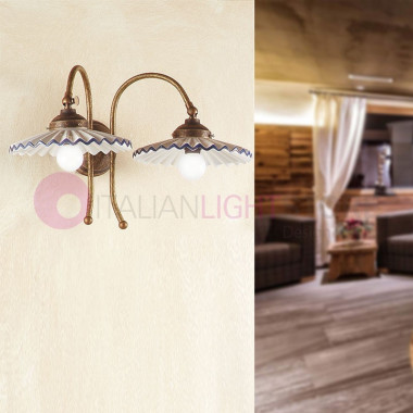 CASCINA Wall Lamp Sconce Ceramic and Brass Rustic-Style Country - Ceramiche Borso