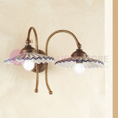 CASCINA Wall Lamp Sconce Ceramic and Brass Rustic-Style Country - Ceramiche Borso