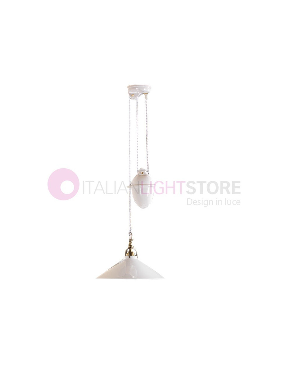 Lampadario Saliscendi Ceramica Rustica Country - Ceramiche Borso