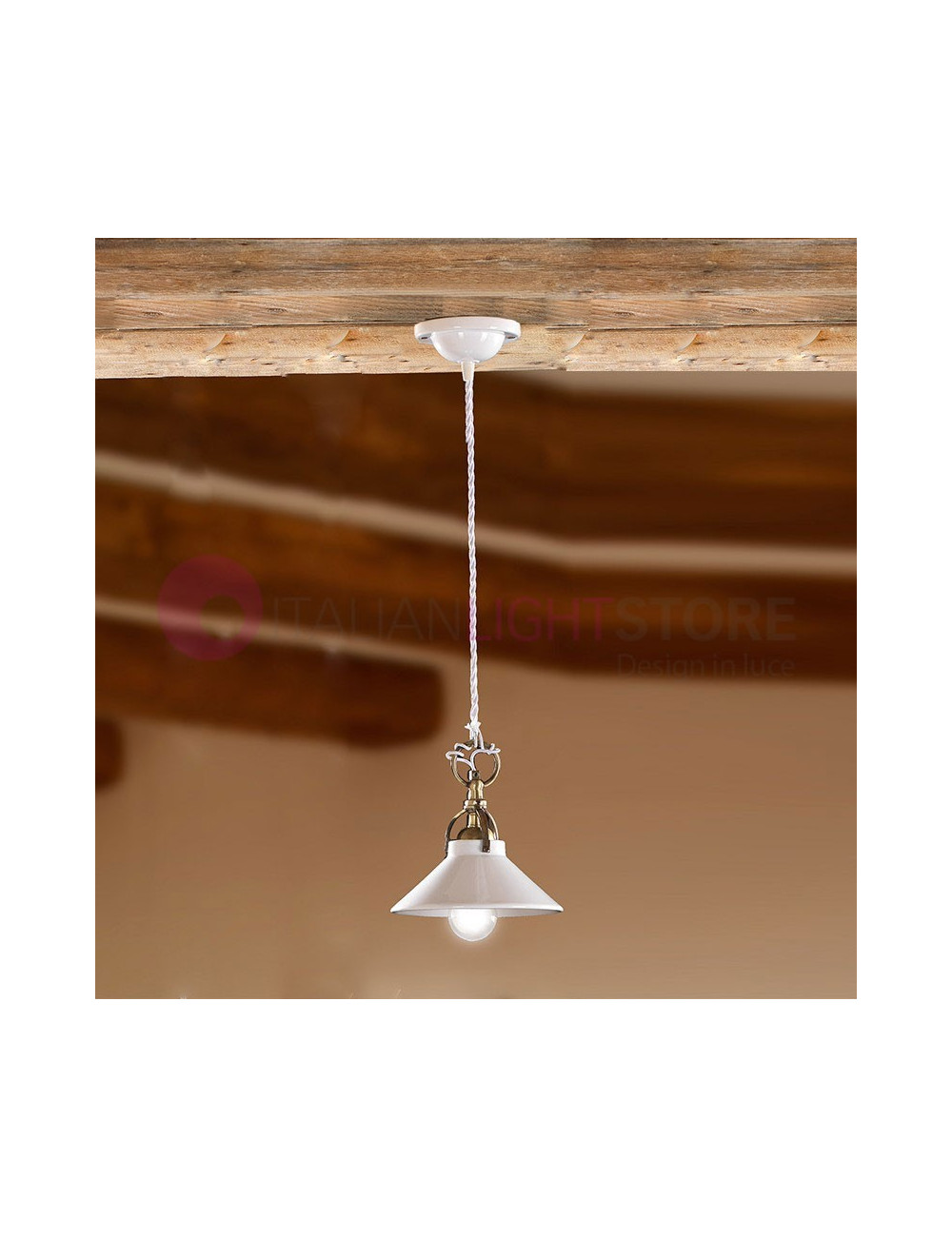 VECCHIANO Mini Suspension en forme de Cône en Céramique Rustique Pays - Ceramiche Borso