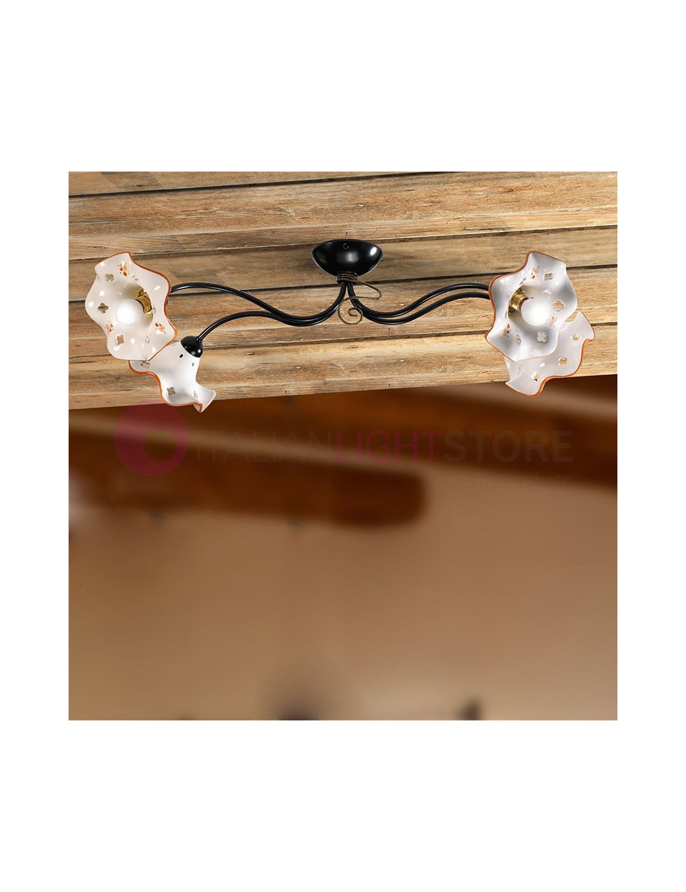 POGGIBONSI plafonnier luminaire au plafond fer forgé céramique rustique montagne