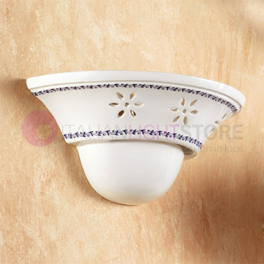 MASSAROSA Rustic Country Wall Lamp Decorated Ceramic Bowl Rustic Country - Ceramiche Borso