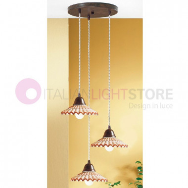 VANIA Suspension Lamp 3 Lights Ceramic Rustic Style Country