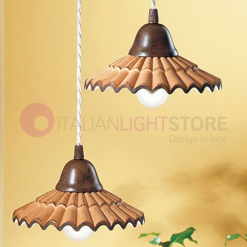 VANIA Suspension Lamp 3 Lights Ceramic Rustic Style Country