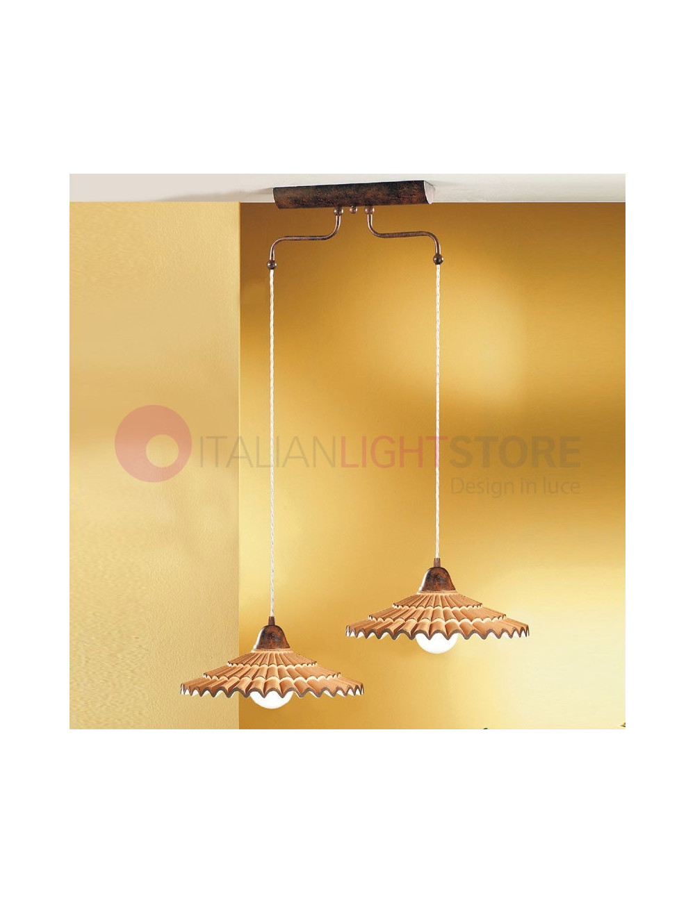 VANIA Suspension 2 Ceramic Lights Rustic Style Country