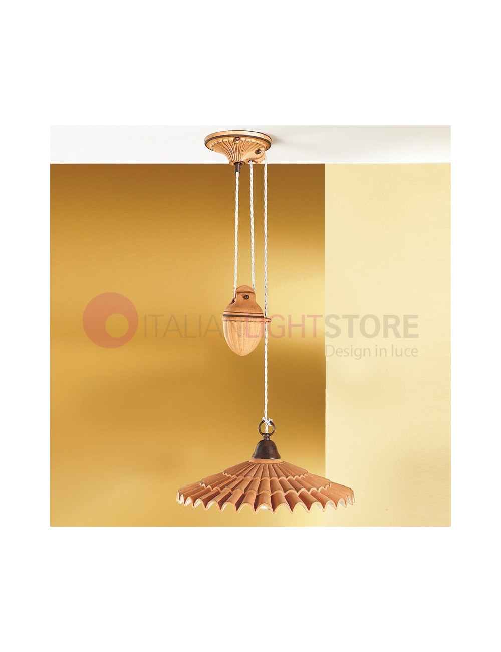 VANIA Saliscendi Ceramic Pendant Lamp Rustic Style Country