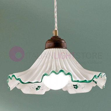 ANNA Lámpara de suspensión 2 luces cerámica estilo rústico