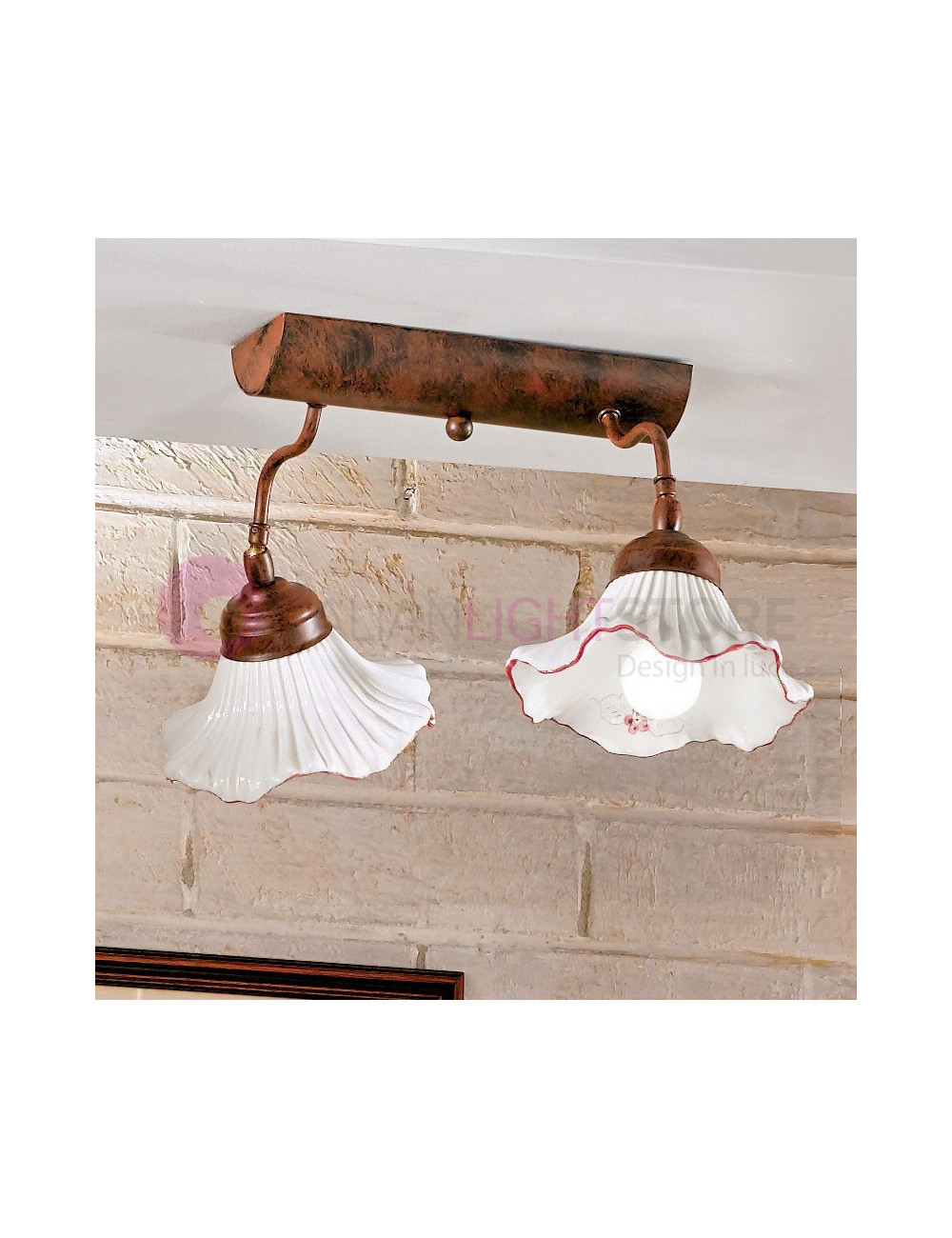 ANNA Ceiling Lamp Ceramic Ceiling Lamp 2 Lights Rustic Style