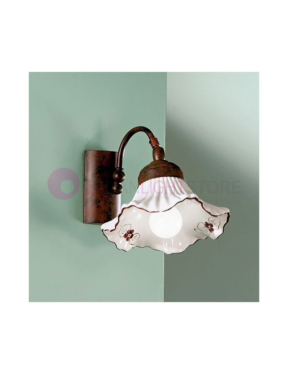 ANNA Applique Lampada a Parete in ceramica  Stile Rustico