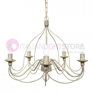 Flemish Rustic chandelier in welded iron colored ivory rust classic style rustic