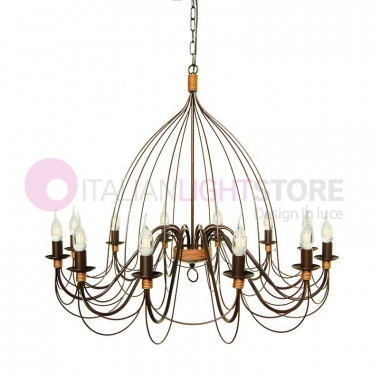 Flemish Maxi Welded iron chandelier Rustic Style 12 Lights
