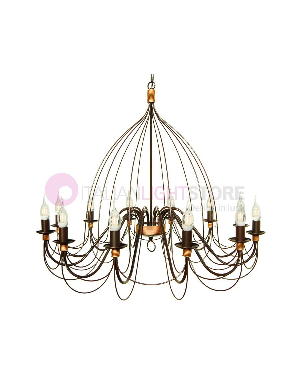 Lustre flamand Maxi en fer soudé Style rustique 12 lumières