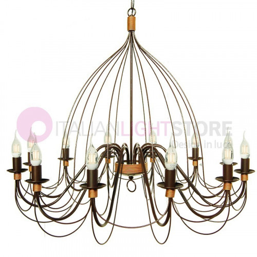 Flemish Maxi Welded iron chandelier Rustic Style 12 Lights