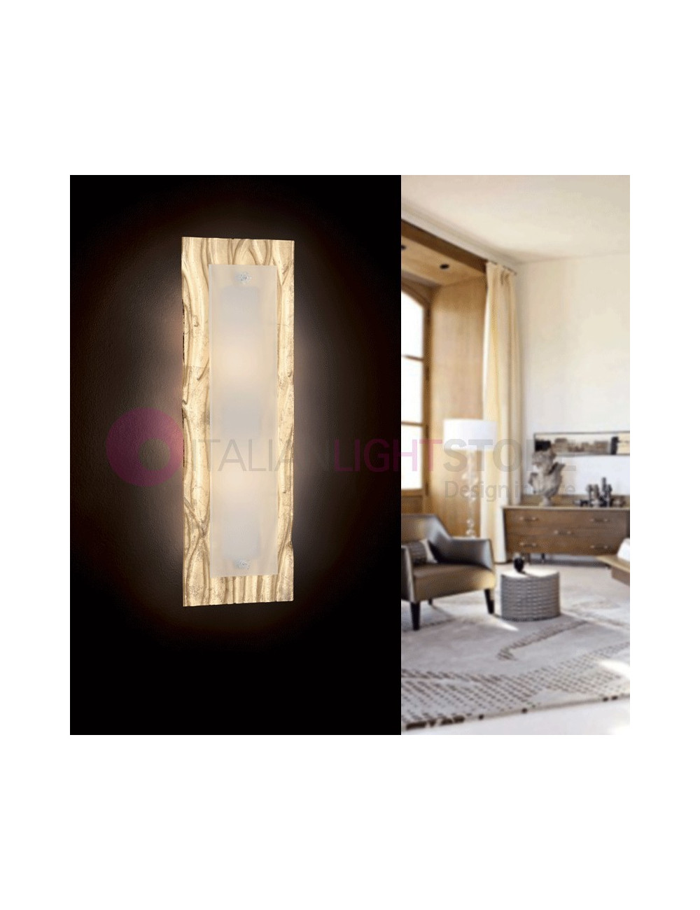 La corteza de la Lámpara de pared de la luz de Techo de Cristal de Murano 60x20 FAMILAMP