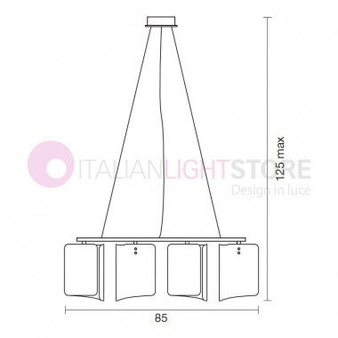 PAPIRO Lámpara de Suspensión Cristallo Extra Chiaro L.85 Design Moderno | Selene