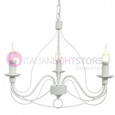 Rustic iron chandelier 3 lights WHITE