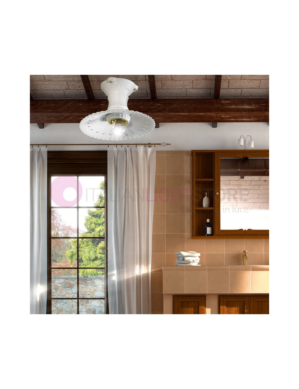 BELLAVISTA Ceiling light D. 21,5. Ceramic Rustic Country | Ceramiche Borso