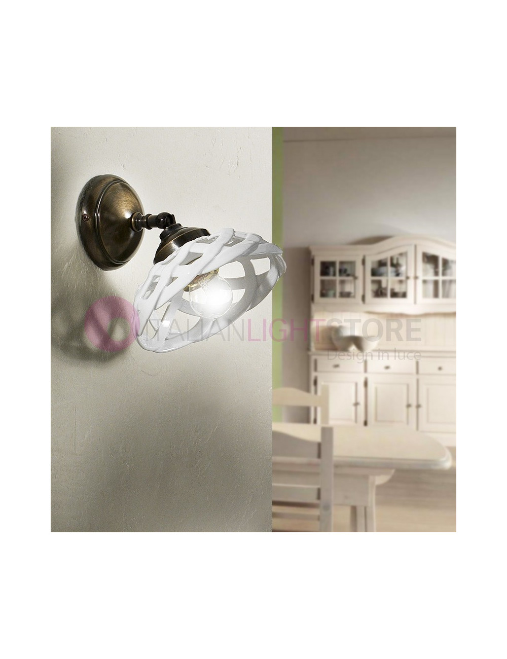 VIGNANOVA-Lampe Wand-Keramik-Messing Rustikal, Country | Ceramiche Borso VIGNANOVA-Lampe Wand-Keramik-Messing Rustikal, Country | Ceramiche Borso