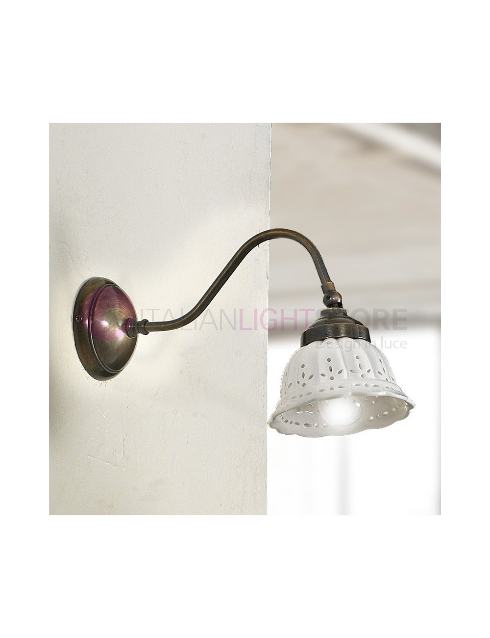 LOGGIA-Lampe Wand-Keramik-Arm Messing Country | Ceramiche Borso