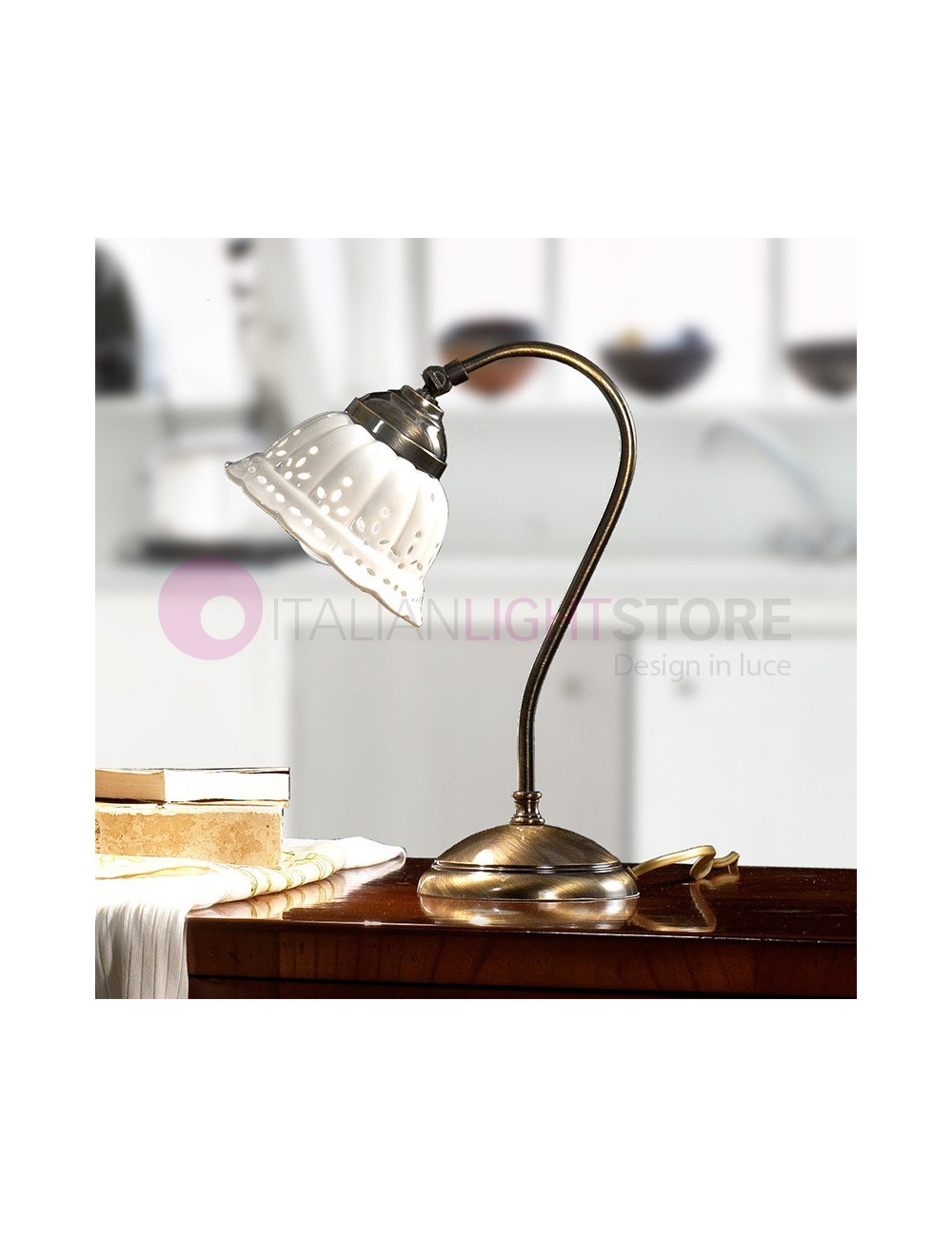 LODGE Table Lamp Ceramic Brass Rustic | Ceramiche Borso
