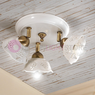 CANTUCCI Ceiling light with 3 Lights D. 13 Ceramic Rustic Country | Ceramiche Borso