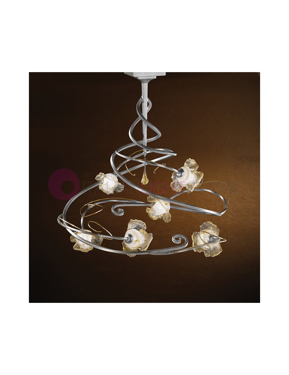 ROSE Modern Ceiling light with 6 lights in Forged Iron | Bellart