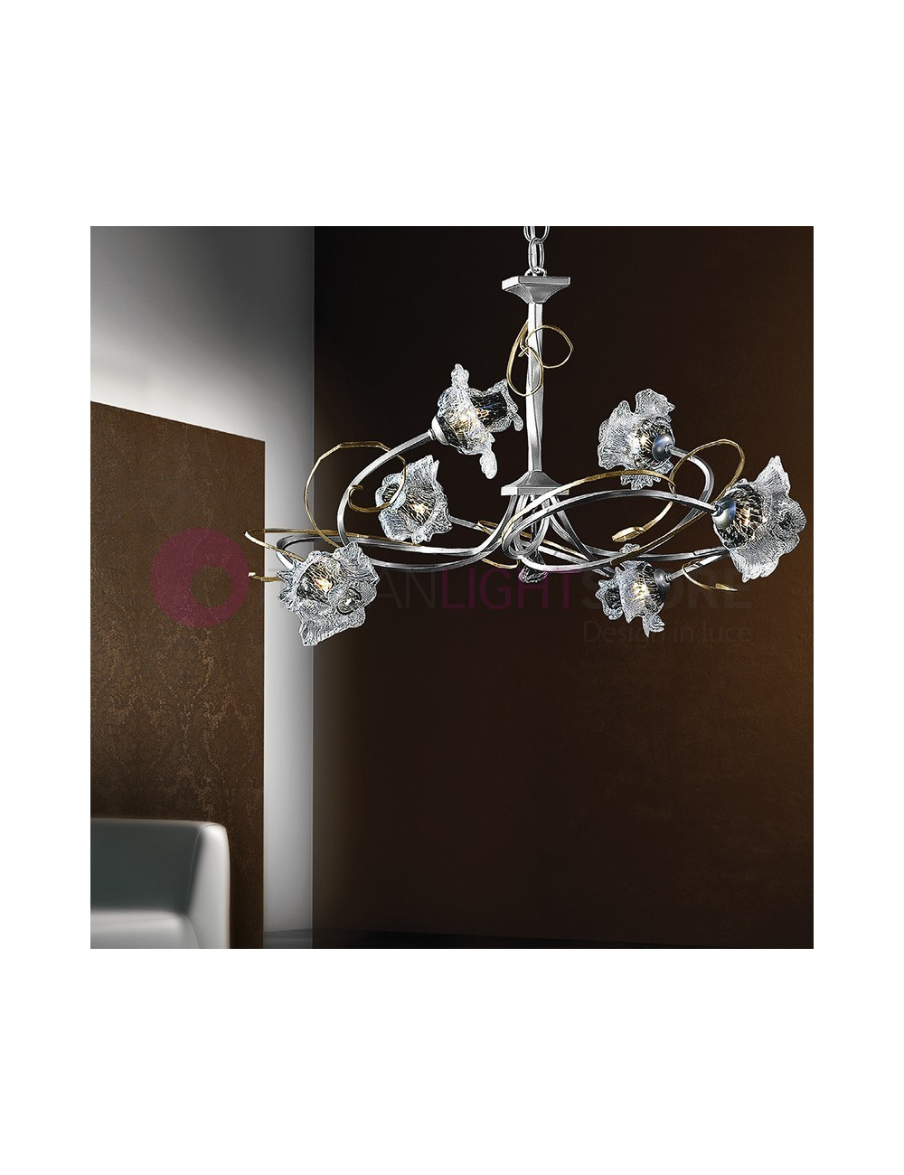 ROSE ModernoLampadario 6 lights in Forged Iron | Bellart