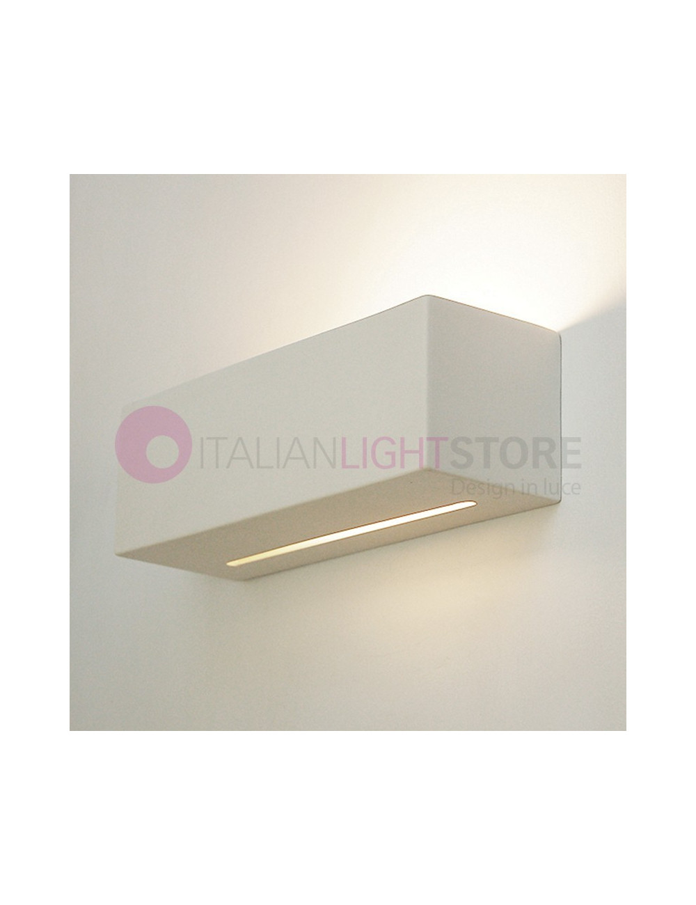 DAMASCO/25T applique lampada da parete design moderno rettangolare gesso colorabile