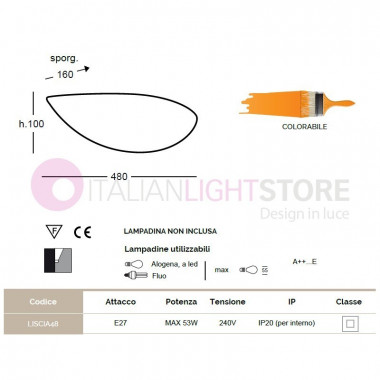 LISCIA / 48 Wandlampe Tablett gebogen Länglich in dekorierbarem Putz