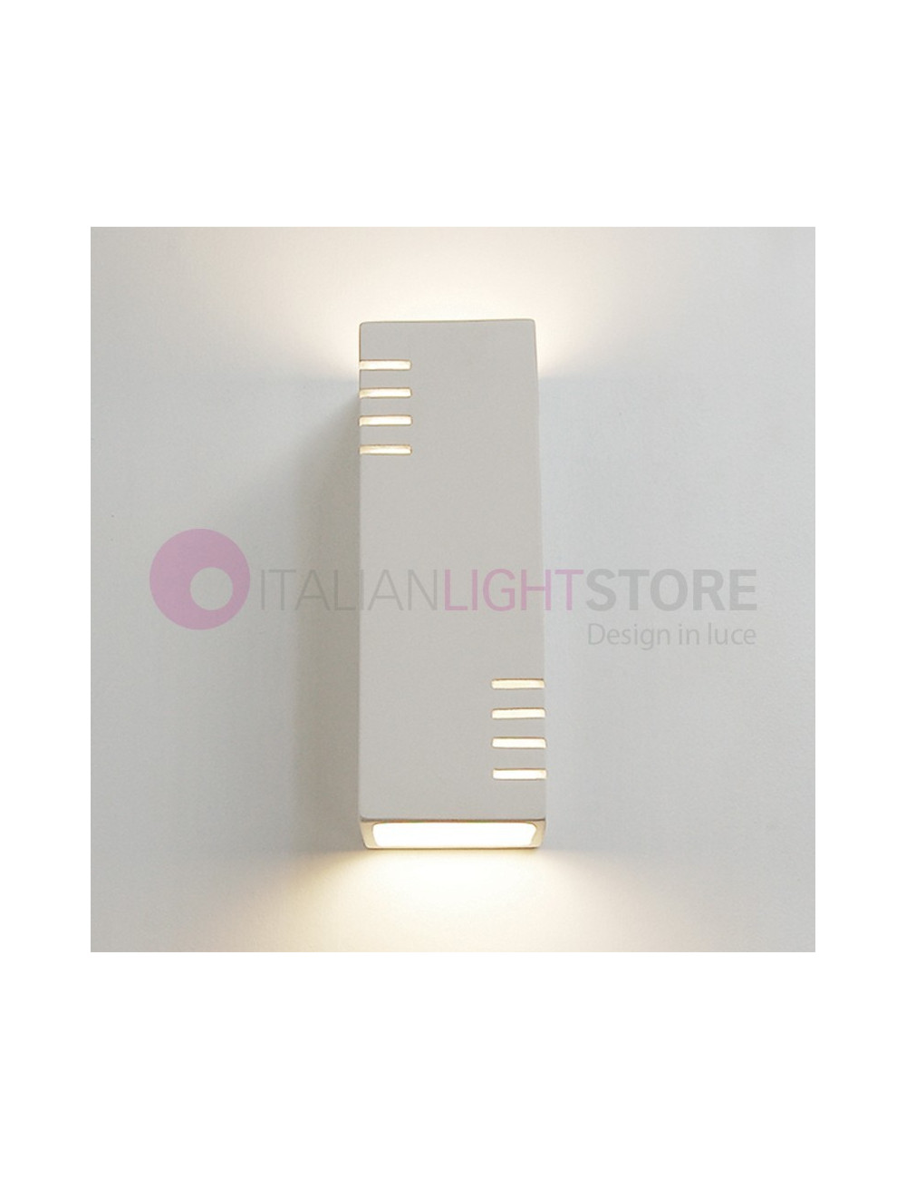 Vertical Wall Lamp Cube Double Emission Modern Design in Paintable Plaster