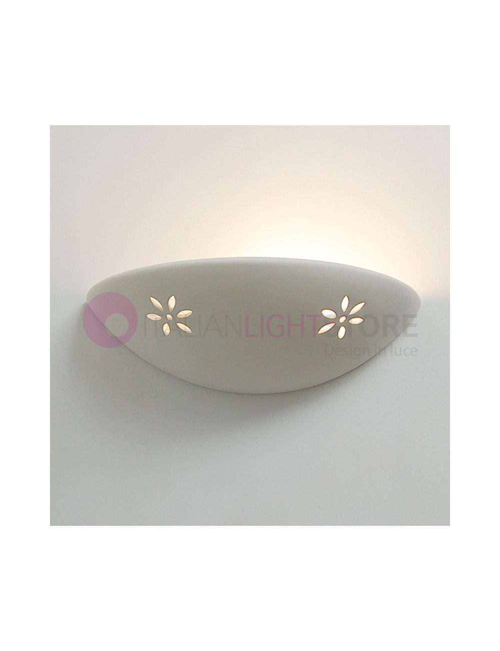 Wall Lamp in Paintable Plaster Traforata Fiore