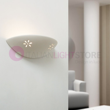 Wall Lamp in Paintable Plaster Traforata Fiore