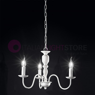 CHARME WHITE Classic chandelier 3 lights Flemish style Rustic Country