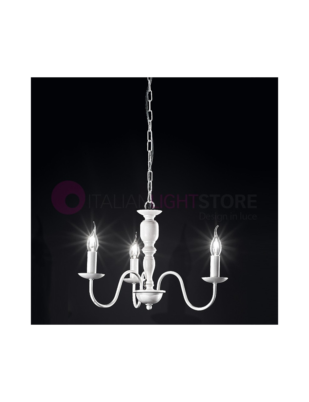 CHARME WHITE Classic chandelier 3 lights Flemish style Rustic Country