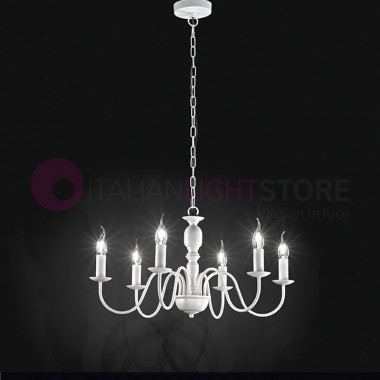 CHARME WHITE Classic chandelier 6 lights Flemish style Rustic Country 6262 PERENZ