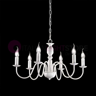 CHARME WHITE Classic chandelier 6 lights Flemish style Rustic Country 6262 PERENZ