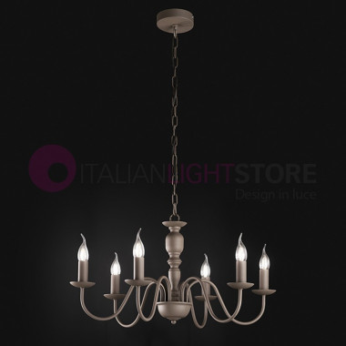 CHARME GREY Classic chandelier 6 lights Flemish Style Rustic Country 6262TO PERENZ