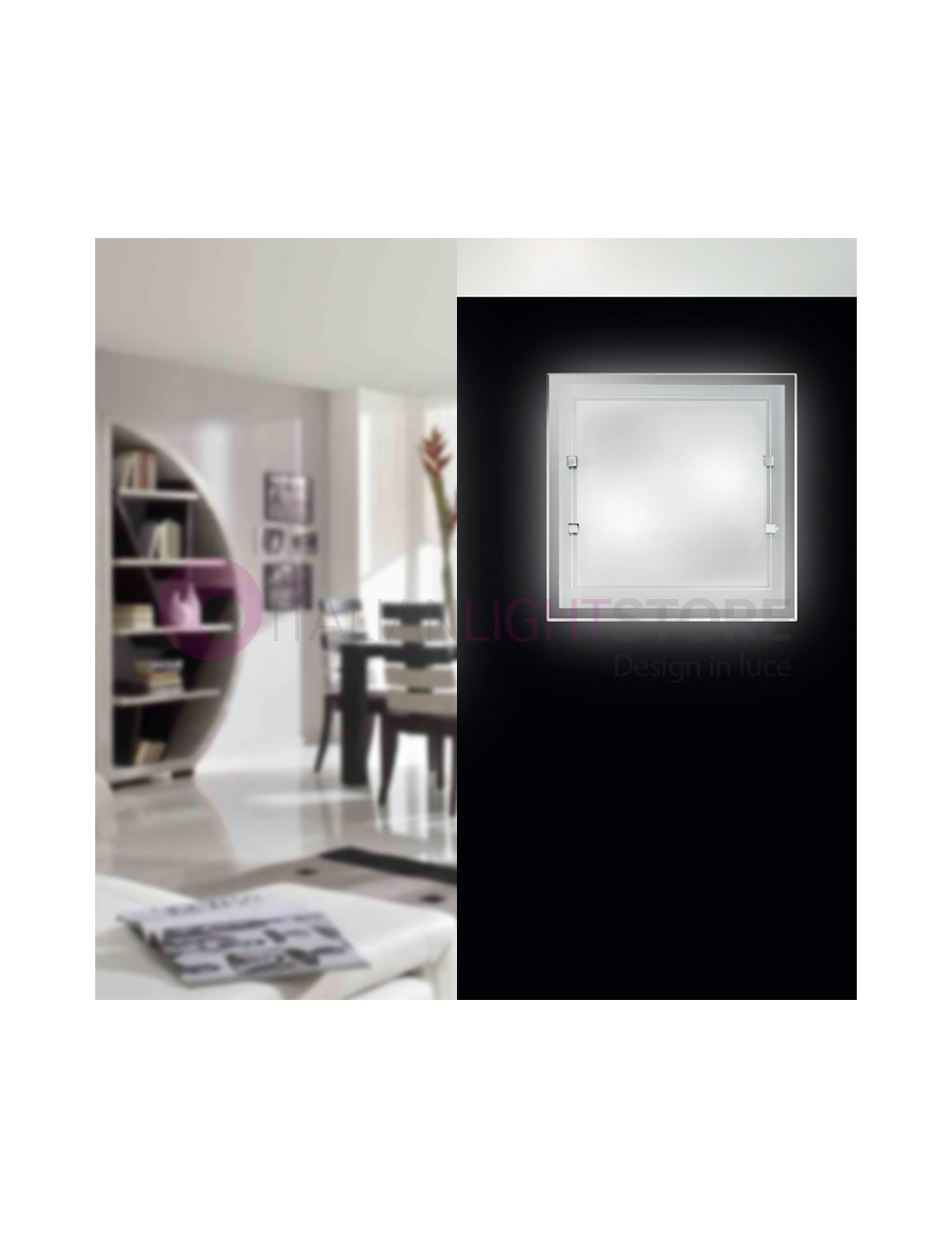 QUATRIS Moderna lámpara de techo y de pared 30X30 | de cristal blanco Perenz 5742B