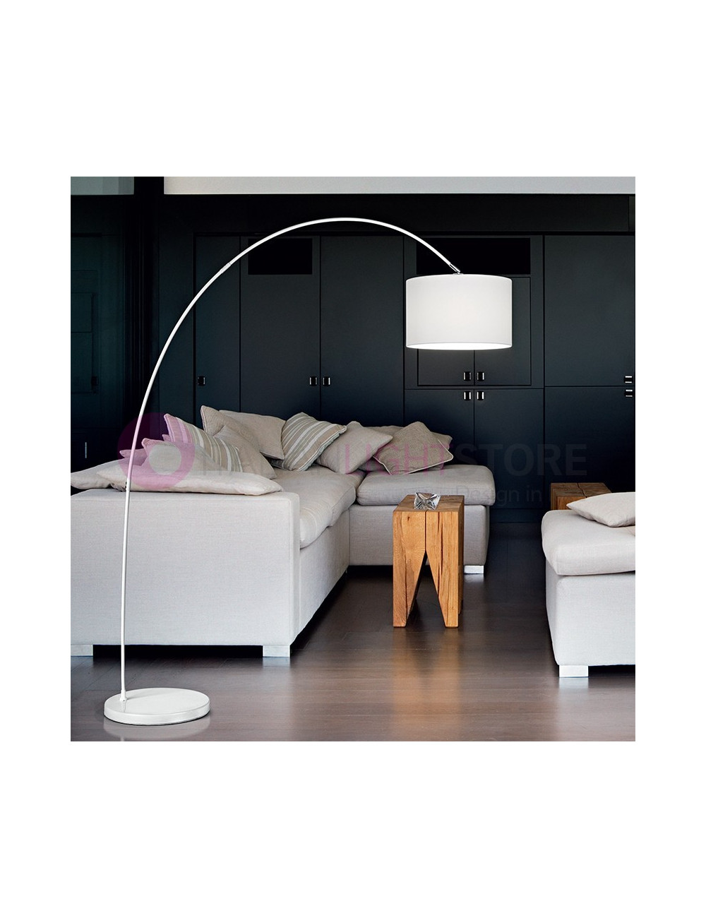 ARCADIA Moderna lámpara de pie arqueada con pantalla d40 | Perenz 6304