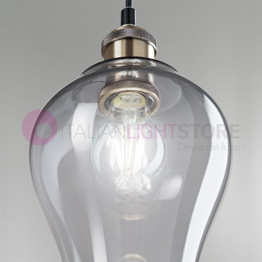 WIND Vintage lampe suspendue en verre soufflé fumé | Perenz 6436FU