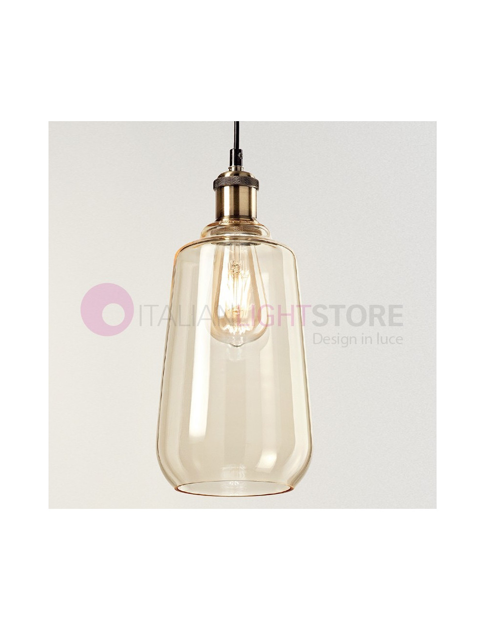 WIND Vintage Bernstein mundgeblasene Glas-Pendelleuchte | Perenz 6437AM