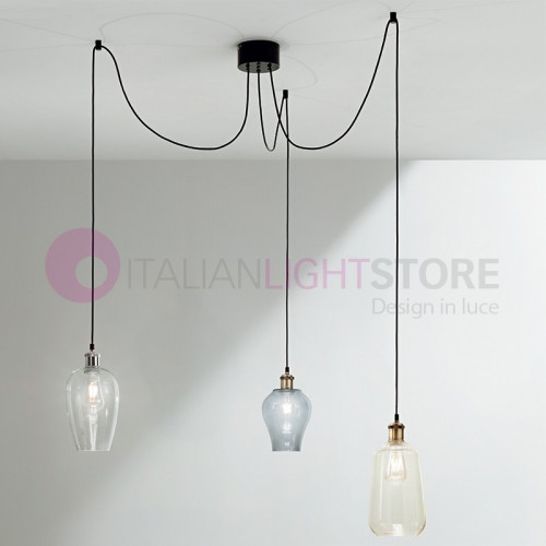 WIND Suspension Lamp 3 lights in Blown Glass Vintage | Perenz